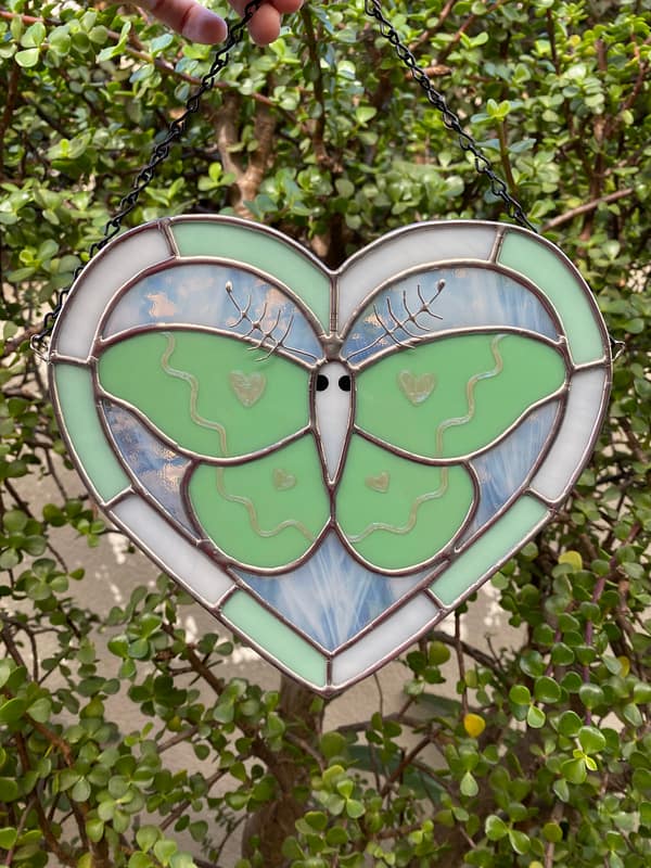 Moth heart panel - Mint Melody